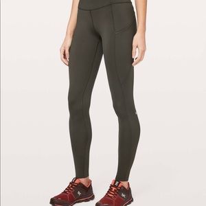 Lululemon yoga pants 28 high rise side pockets size 2 green